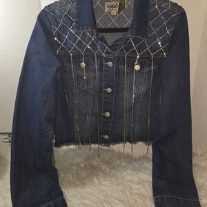 DENIM BLVD. Lis Angeles Rhinestone  Denim Jacket. Size Large